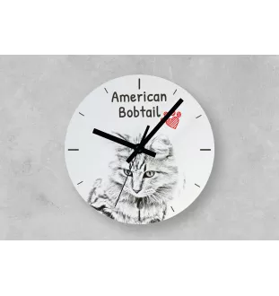 American Bobtail - wall clock with a cat, shelf clock with a print, personalized home decoration from the Art-Dog brand