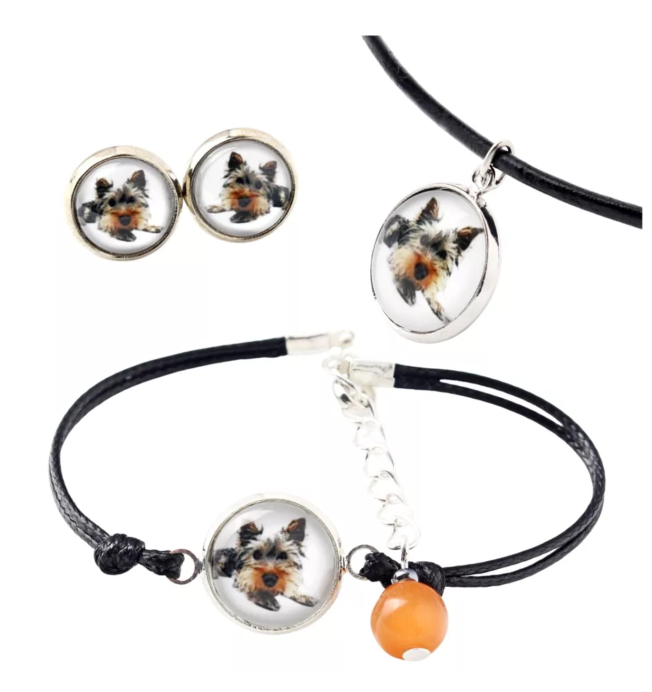 Yorkshire Terrier, Terrier Du Yorkshire, York - ensemble de bijoux dans une boîte, collier, boucles d'oreilles, bracelet, produits de la marque Art-Dog