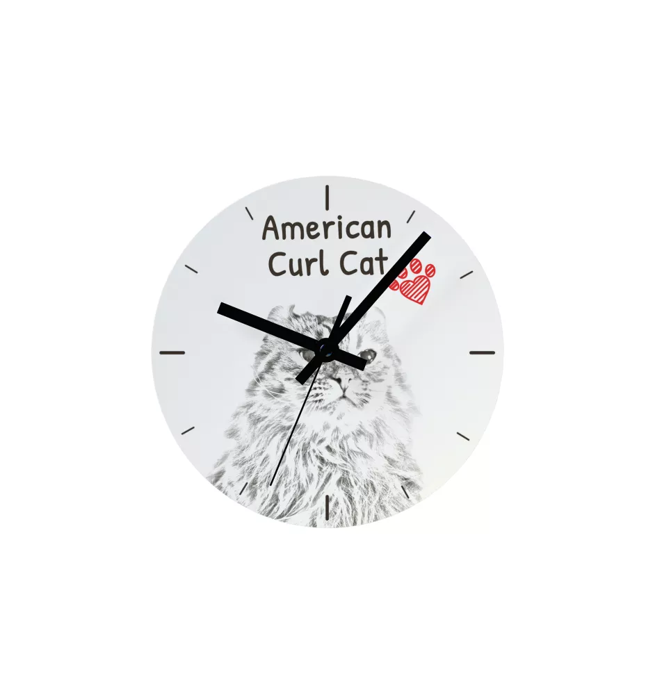 American Curl Katze - Wanduhr mit Katze, Regal Uhr mit Druck, personalisierte Hausdekoration von Art-Dog.