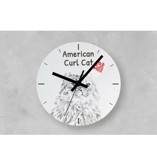 American Curl Katze - Wanduhr mit Katze, Regal Uhr mit Druck, personalisierte Hausdekoration von Art-Dog.
