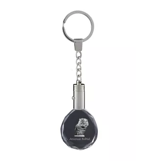 Bobtail américain - Fob with cat photo, crystal key ring in gift box, unique gift by Art-Dog brand