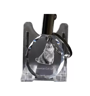 Chat à boucles américaines - Fob with cat photo, crystal key ring in gift box, unique gift by Art-Dog brand