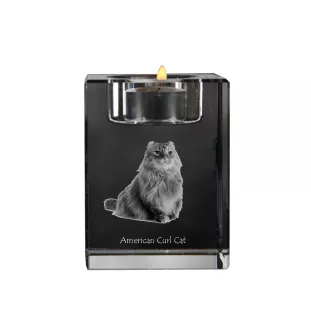 Amerykański curl świecznik kryształowy z kotem Art-Dog