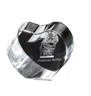 Amerikanisch Bobtail - Kristalluhr mit Katzenbild, Herzregal-Uhr, personalisierte Standuhr von Art-Dog.