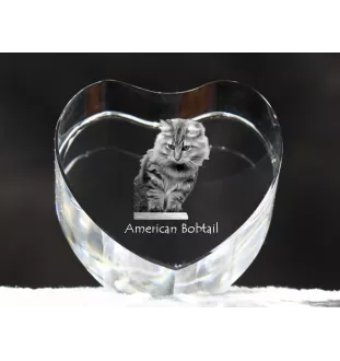 Amerikanisch Bobtail - Kristalluhr mit Katzenbild, Herzregal-Uhr, personalisierte Standuhr von Art-Dog.