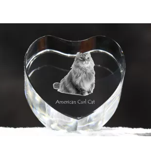 American Curl Katze - Kristalluhr mit Katzenbild, Herzregal-Uhr, personalisierte Standuhr von Art-Dog.