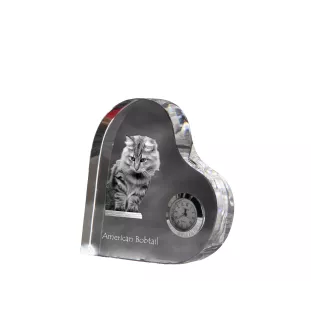 Amerikanisch Bobtail - Kristalluhr mit Katzenbild, Herzregal-Uhr, personalisierte Standuhr von Art-Dog.