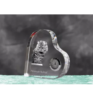 Amerykański Bobtail zegar w kształcie serca z kotem Art-Dog