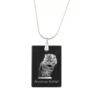 Amerikanisch Bobtail - Crystal pendant with cat, silver necklace with photo, personalised pendant by Art-Dog brand