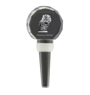 American Bobtail - Crystal bottle stopper with cat, unique wine stopper with photo, personalised gift for sommelier by Art-Dog brand