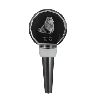 American Curl Cat - Crystal bottle stopper with cat, unique wine stopper with photo, personalised gift for sommelier by Art-Dog brand