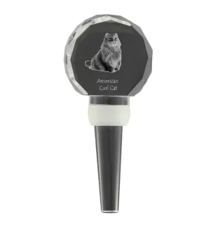 Chat à boucles américaines - Bouchon de bouteille en cristal avec chat, bouchon de vin unique avec photo, cadeau personnalisé pour sommelier par la marque Art-Dog