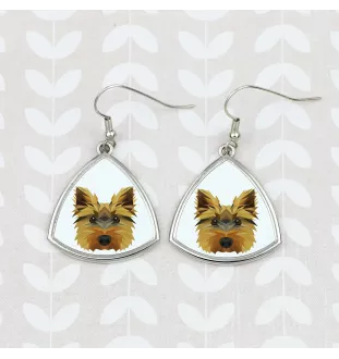 Yorkshire Terrier, Terrier Du Yorkshire, York - boucles d'oreilles avec une photo et un motif de chien géométrique Art-Dog