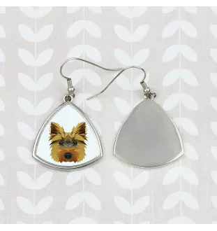 Yorkshire Terrier - Ohrringe mit einem Bild und dem Schriftzug "Geometrischer Hund" von Art-Dog