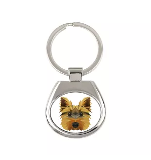 Yorkshire Terrier - geometrischer Schlüsselanhänger mit Foto und Aufschrift Art-Dog