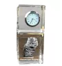 American Bobtail - crystal clock with a photo, photo of a cat in crystal, personalized desk clock by Art-Dog brand