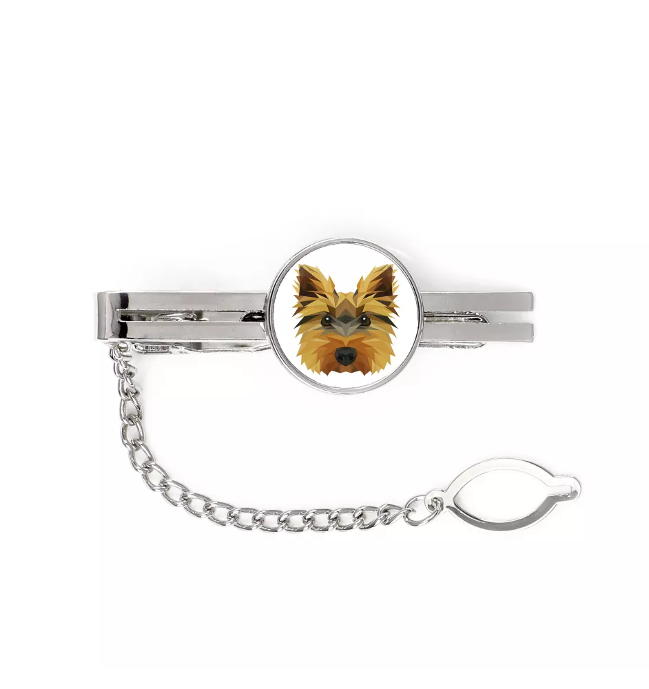 Yorkshire Terrier, Yorkie - geometric tie clip with a picture and inscription from Art-Dog