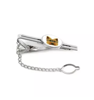 Yorkshire Terrier, Yorkie - geometric tie clip with a picture and inscription from Art-Dog
