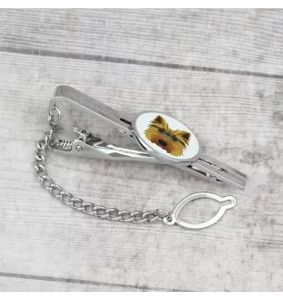 Yorkshire Terrier, Terrier Du Yorkshire, York - épingle de cravate géométrique avec photo et inscription Art-Dog