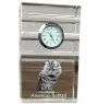 American Bobtail - glass clock with a photo, photo of a cat in crystal, personalized standing office clock by Art-Dog brand