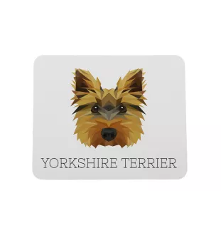 Yorkshire Terrier, Terrier Du Yorkshire, York - tapis de souris géométrique avec photo et inscription Art-Dog