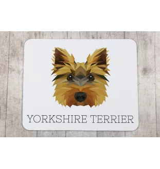 Yorkshire Terrier - geometrisches Mauspad mit Bild und Aufschrift von Art-Dog