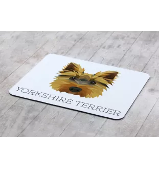 Yorkshire Terrier - geometrisches Mauspad mit Bild und Aufschrift von Art-Dog