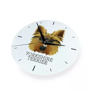 Yorkshire Terrier, Yorkie - geometric wall clock with a picture and the brand name Art-Dog
