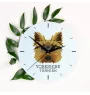 Yorkshire Terrier - geometrische Wanduhr mit Bild und Aufschrift der Marke Art-Dog