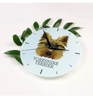 Yorkshire Terrier, Terrier Du Yorkshire, York - horloge murale géométrique avec photo et logo de la marque Art-Dog
