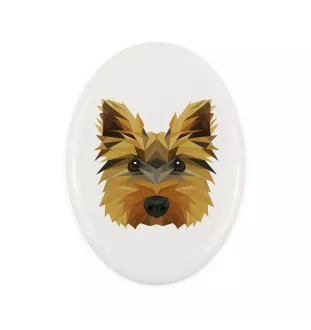 Yorkshire Terrier - Fliese mit geometrischem Bild und Schriftzug der Marke Art-Dog