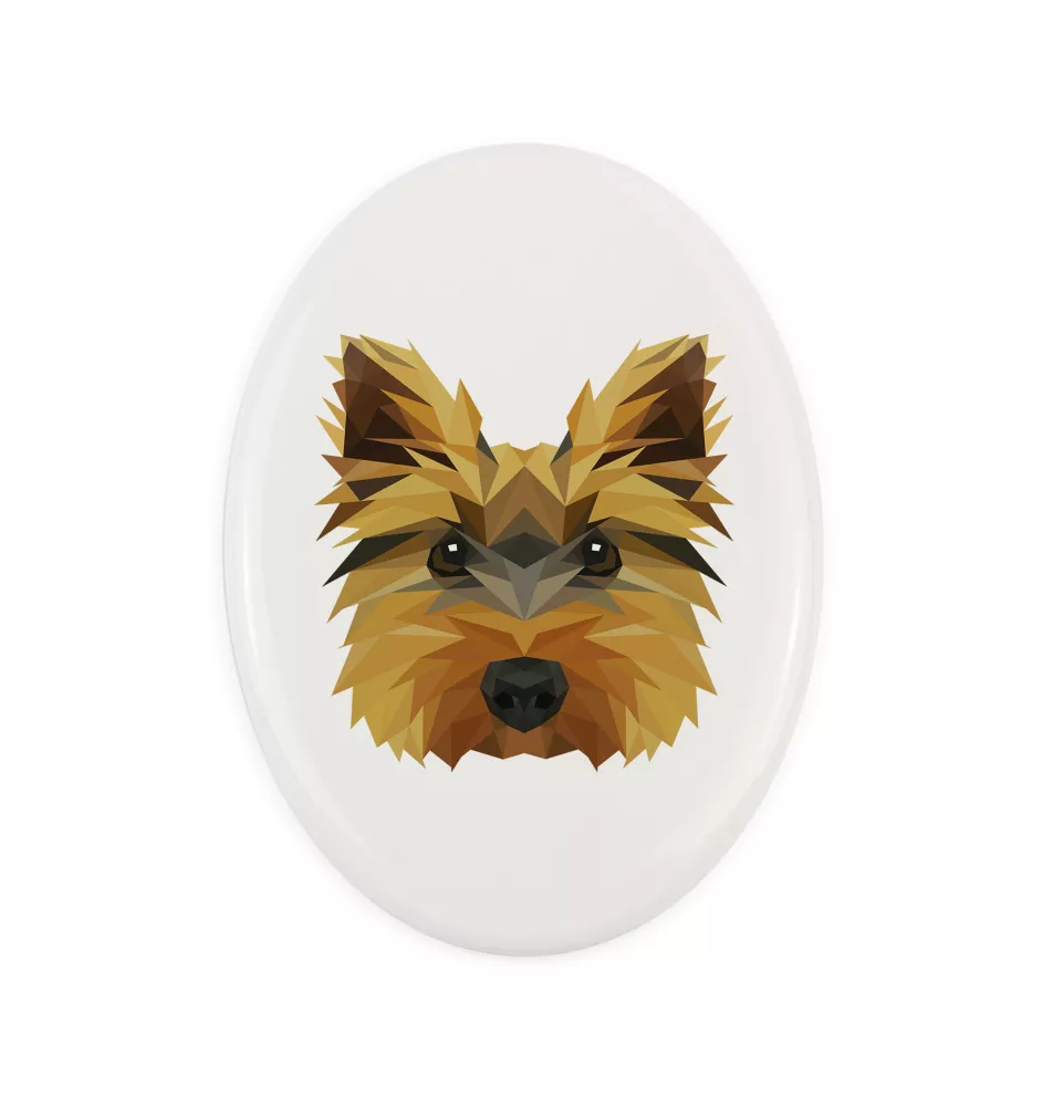 Yorkshire Terrier - Fliese mit geometrischem Bild und Schriftzug der Marke Art-Dog