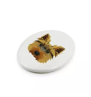 Yorkshire Terrier, Yorkie - a plate with a geometric design and the brand name Art-Dog