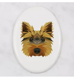 Yorkshire Terrier - Fliese mit geometrischem Bild und Schriftzug der Marke Art-Dog