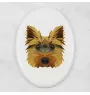 Yorkshire Terrier - Fliese mit geometrischem Bild und Schriftzug der Marke Art-Dog