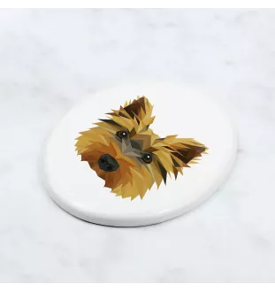 Yorkshire Terrier - Fliese mit geometrischem Bild und Schriftzug der Marke Art-Dog