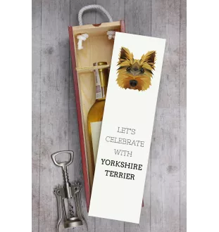 Yorkshire Terrier, Terrier Du Yorkshire, York - une boîte géométrique avec une photo et un texte pour le vin de la marque Art-Dog