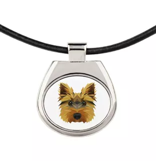 Yorkshire Terrier, Yorkie - necklace with a geometric design and the inscription "Art-Dog"