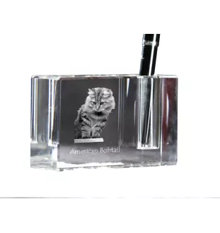 Bobtail américain - Porte-stylos, organiseur en cristal avec photo de chat, décoration de bureau unique par la marque Art-Dog