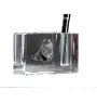 Chat à boucles américaines - Porte-stylos, organiseur en cristal avec photo de chat, décoration de bureau unique par la marque Art-Dog