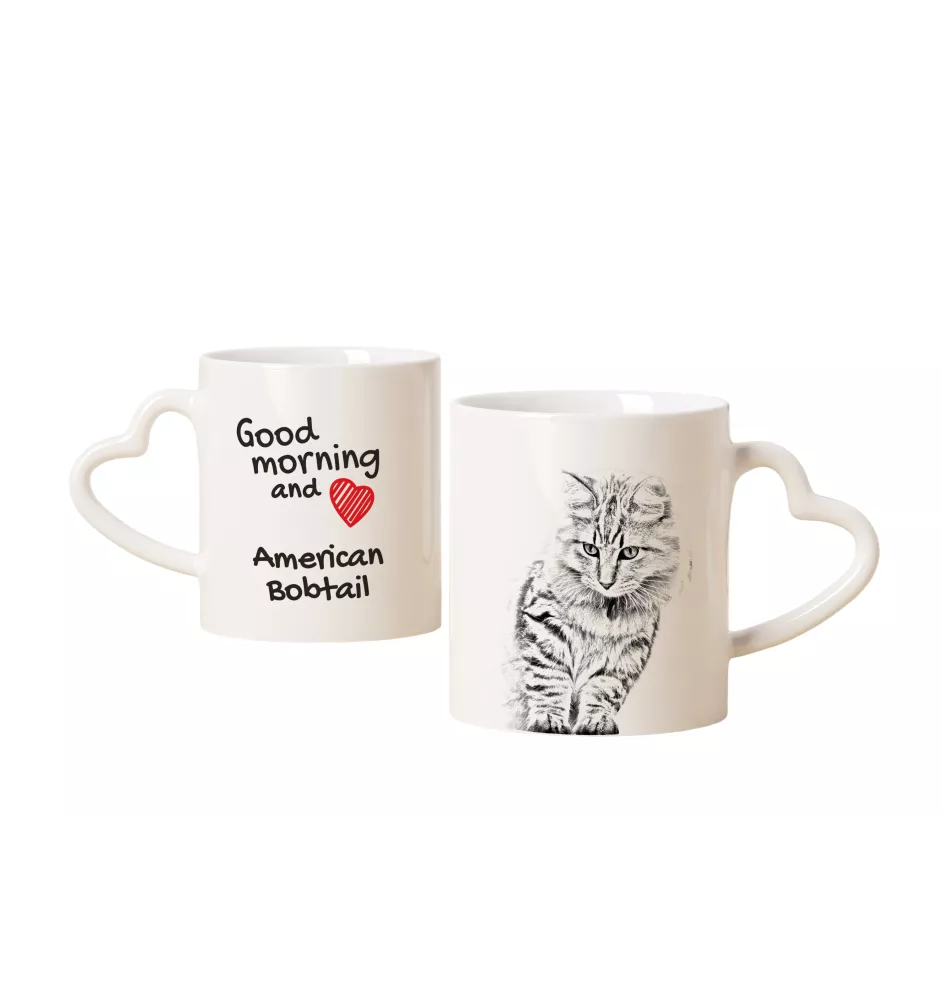 Bobtail américain - tasse avec un chat, une tasse adorable avec une anse en forme de cœur, un cadeau universel de la marque Art-Dog