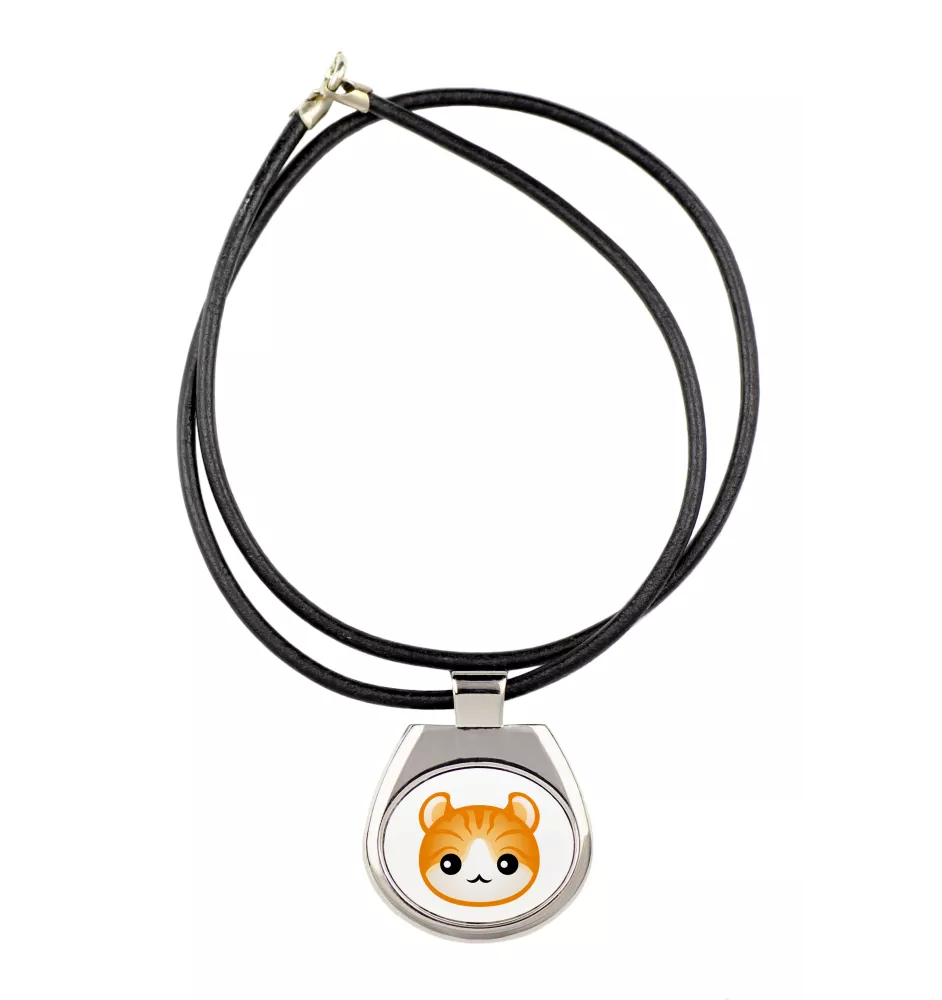 American Curl - collier pendentif avec une illustration sur une chaîne en cuir de la marque Art-Dog