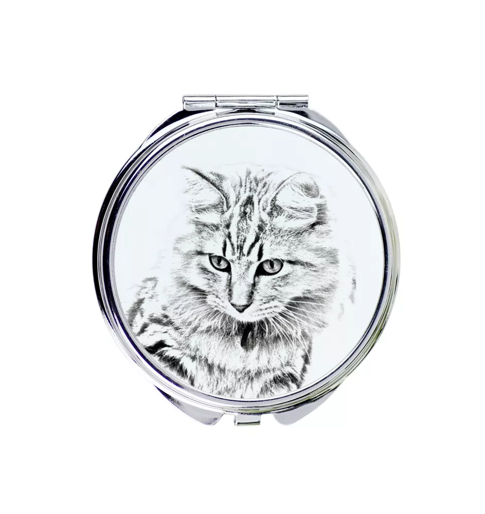 American Bobtail - pocket mirror with a cat, personalized mirror for a purse, compact mirror with Art-Dog brand print