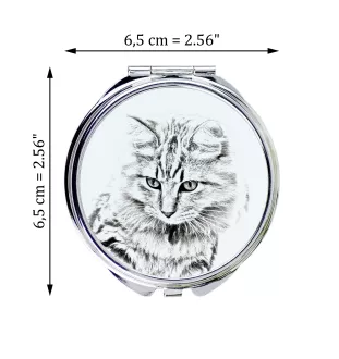 American Bobtail - pocket mirror with a cat, personalized mirror for a purse, compact mirror with Art-Dog brand print