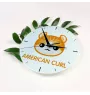American Curl - MDF clock with graphics and the Art-Dog brand name