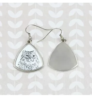 American Curl Katze - Katzenohrringe, hängende Ohrringe mit Bild, personalisierter Schmuck mit dem Aufdruck der Marke Art-Dog