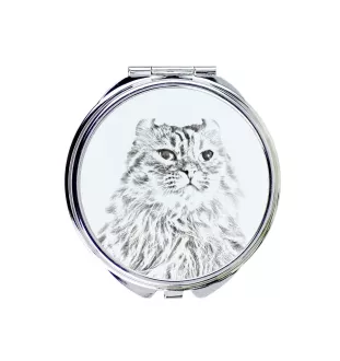 Chat à boucles américaines - miroir de poche avec un chat, miroir personnalisé pour sac à main, miroir compact avec impression de la marque Art-Dog