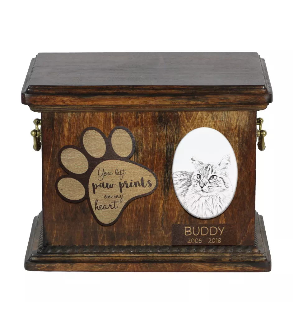 Balinais gauche - urne pour les cendres de chat, urne pour chat avec photo, boîte personnalisée pour les cendres de chat de la marque Art-Dog