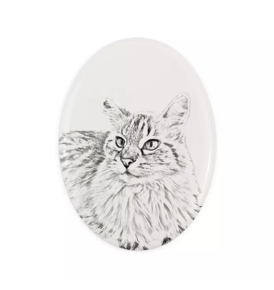 Balinese left - commemorative plaque with a cat photo, tombstone with a print, personalized oval plaque from the Art-Dog brand