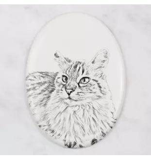 Balinese left - commemorative plaque with a cat photo, tombstone with a print, personalized oval plaque from the Art-Dog brand
